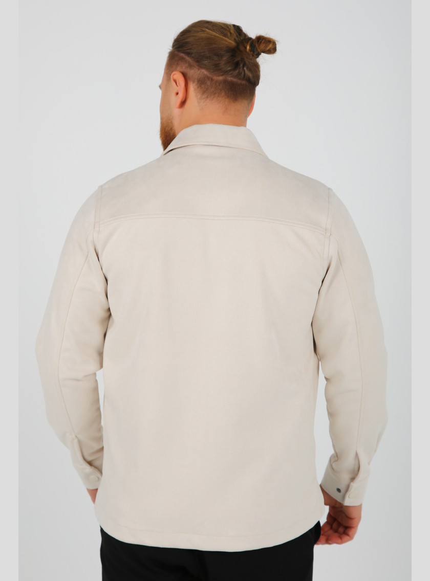 Surchemise Ajusté Aspect Daim - Beige – Image 4