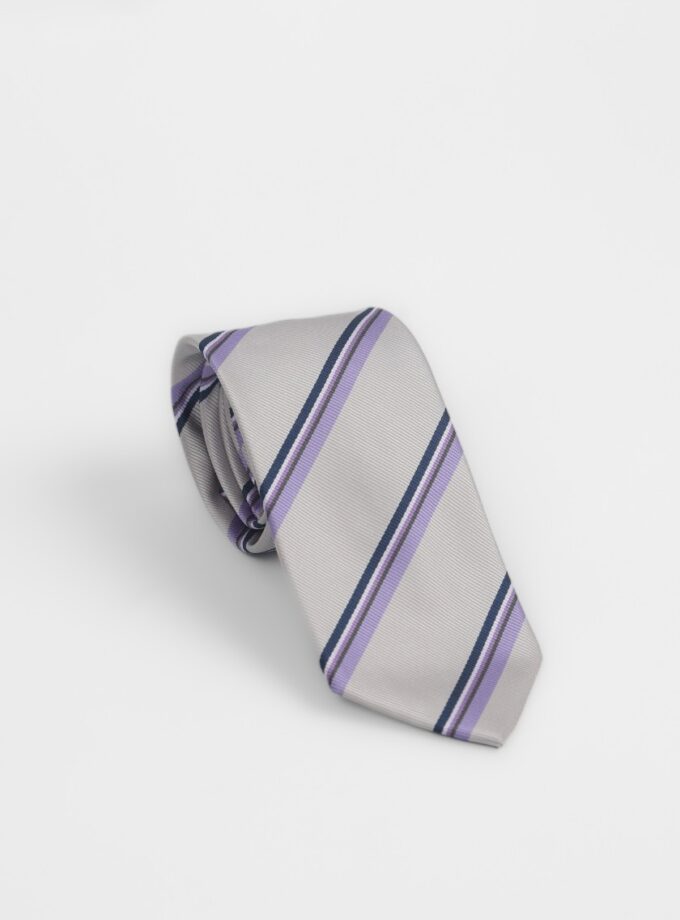 Cravate À Motif Rayé – Gris