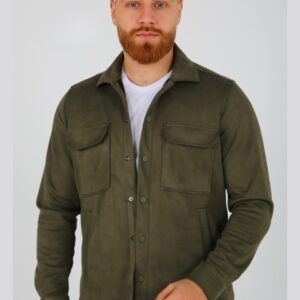 Surchemise Ajusté Aspect Daim - Khaki