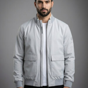 Blouson Bomber Minimaliste – Gris