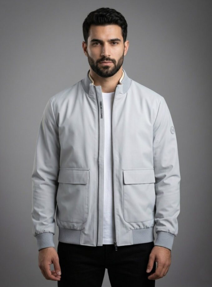 Blouson Bomber Minimaliste – Gris