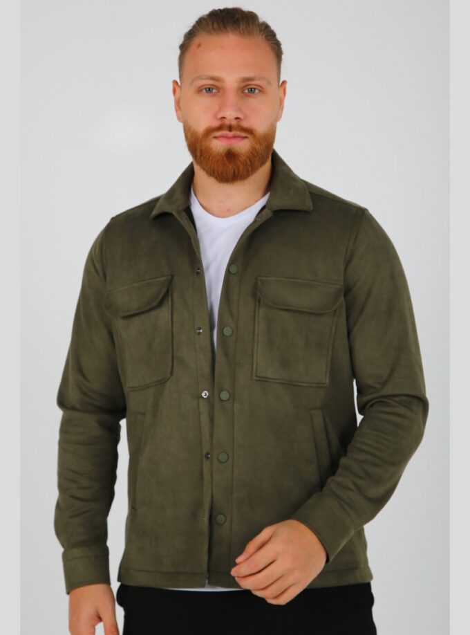 Surchemise Ajusté Aspect Daim - Khaki