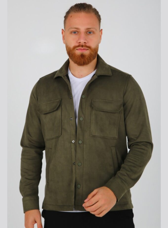 Surchemise Ajusté Aspect Daim - Khaki