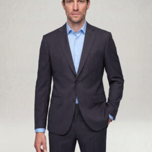 Costume 2 Pièces Ajusté Rayé Fine – Bleu Nuit