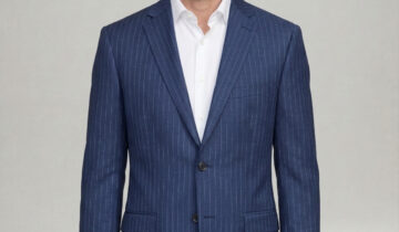 Costume 2 Pièces Ajusté Rayé – Bleu