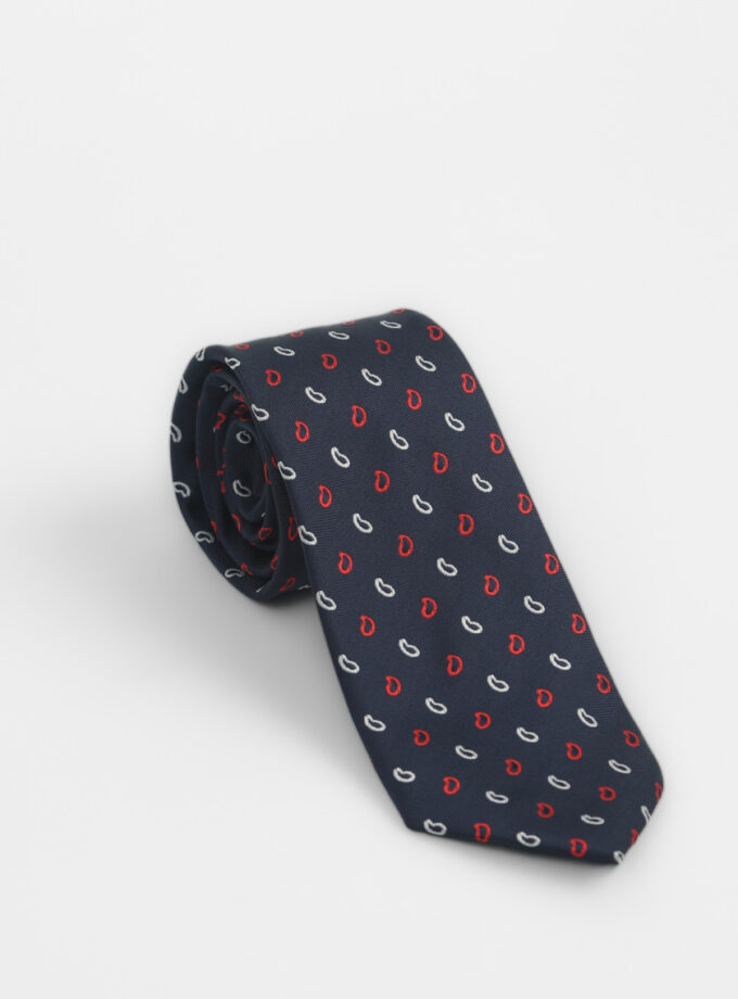 Cravate À Motif Fantaisie – Bleu Marine