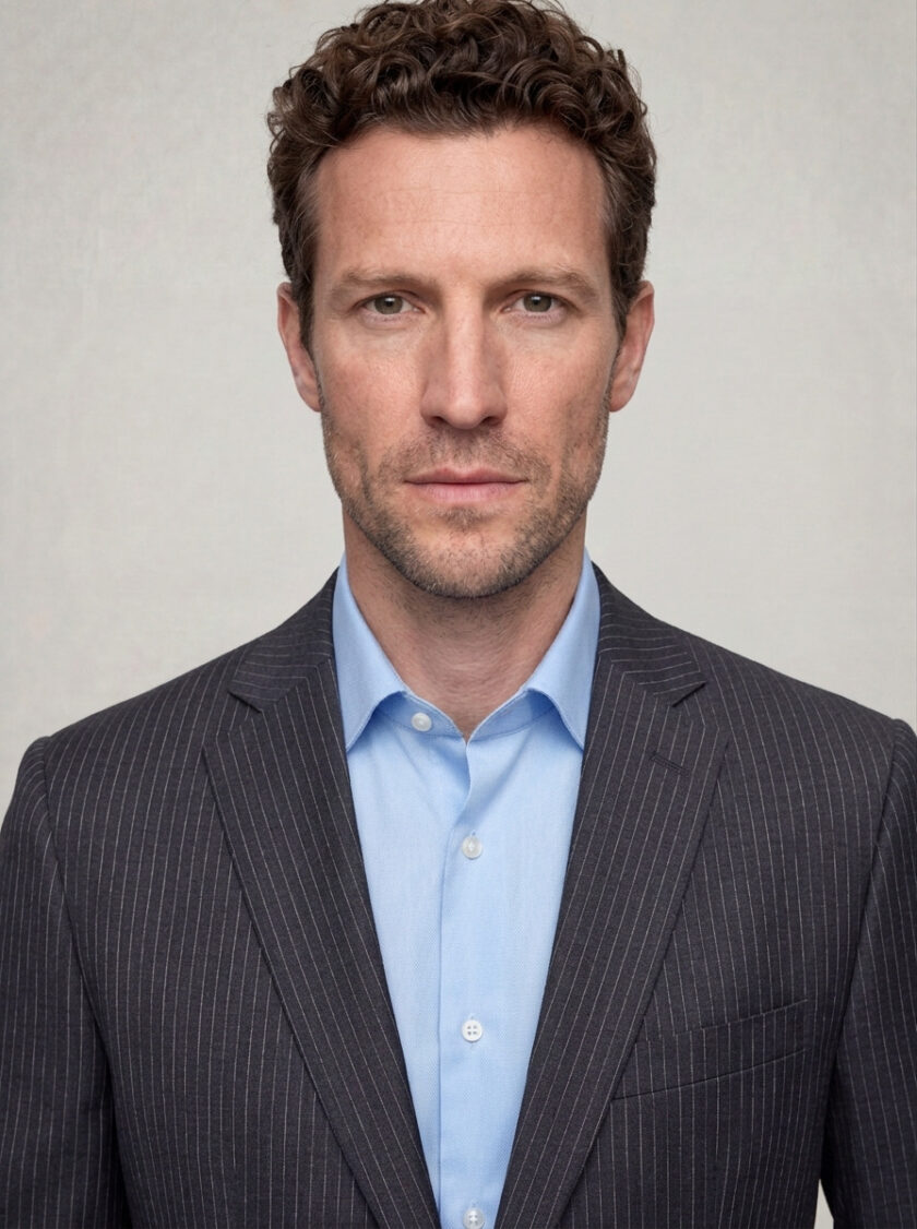 Costume 2 Pièces Ajusté Rayé Fine – Bleu Nuit – Image 7