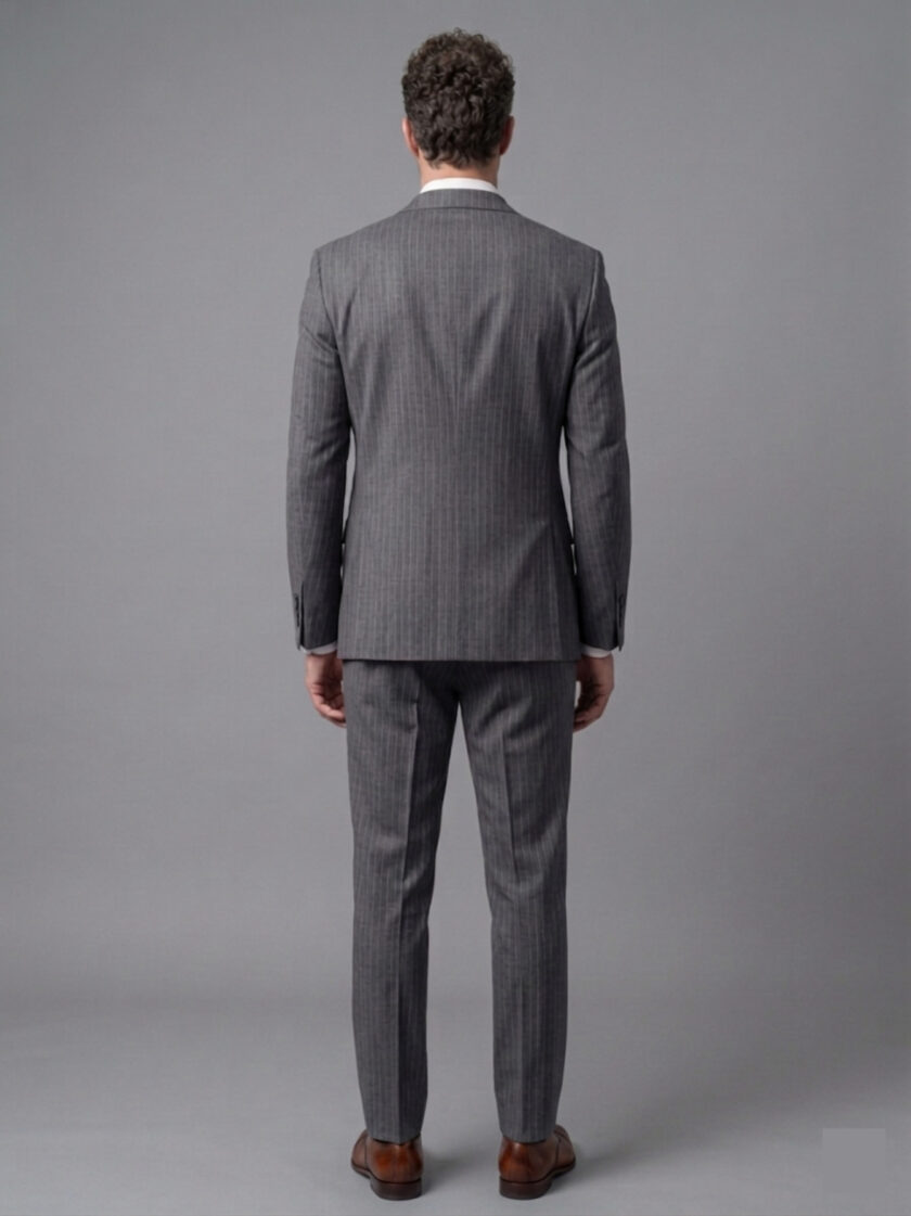 Costume 2 Pièces Ajusté Rayé – Gris Anthracite – Image 3