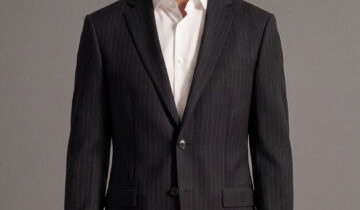 Costume 2 Pièces Ajusté Rayé – Noir