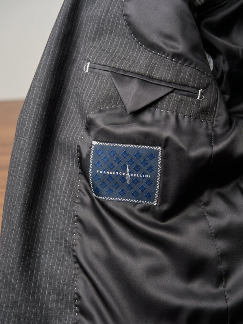 Costume 2 Pièces Ajusté Rayé Fine – Gris Anthracite – Image 8