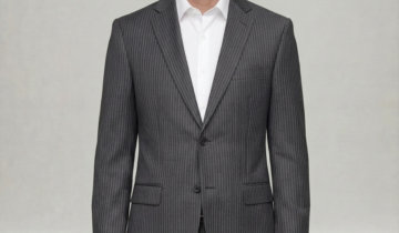 Costume 2 Pièces Ajusté Rayé Fine – Gris Anthracite