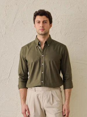 Chemise Ajustée En Coton - Khaki