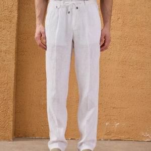 Pantalon Relax En Lin - Blanc