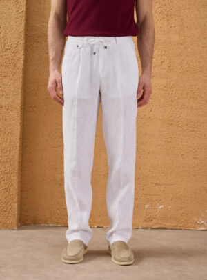 Pantalon Relax En Lin - Blanc