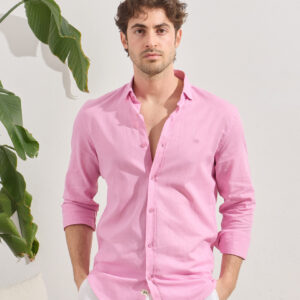 Chemise Ajustée En Lin - Rose