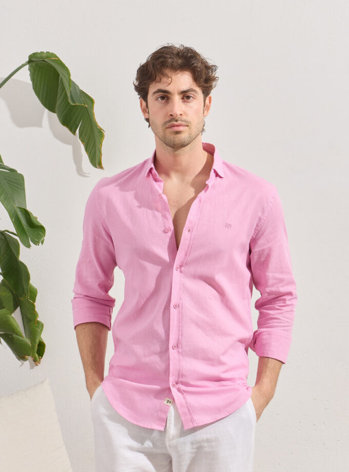 Chemise Ajustée En Lin - Rose
