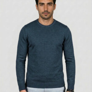 Pull Col Rond Uni - Bleu Marine