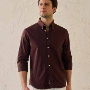 Chemise Ajustée En Coton - Marron
