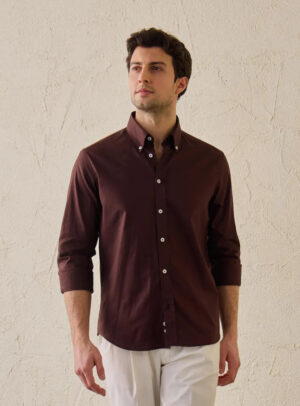 Chemise Ajustée En Coton - Marron