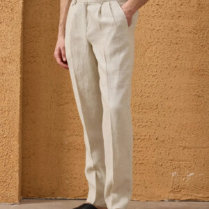 Pantalon Relax En Lin - Beige