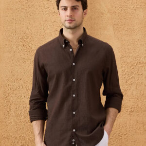 Chemise Ajustée En Lin - Marron