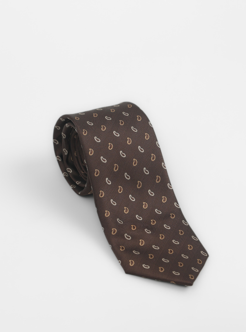 Cravate À Motif Fantaisie – Marron