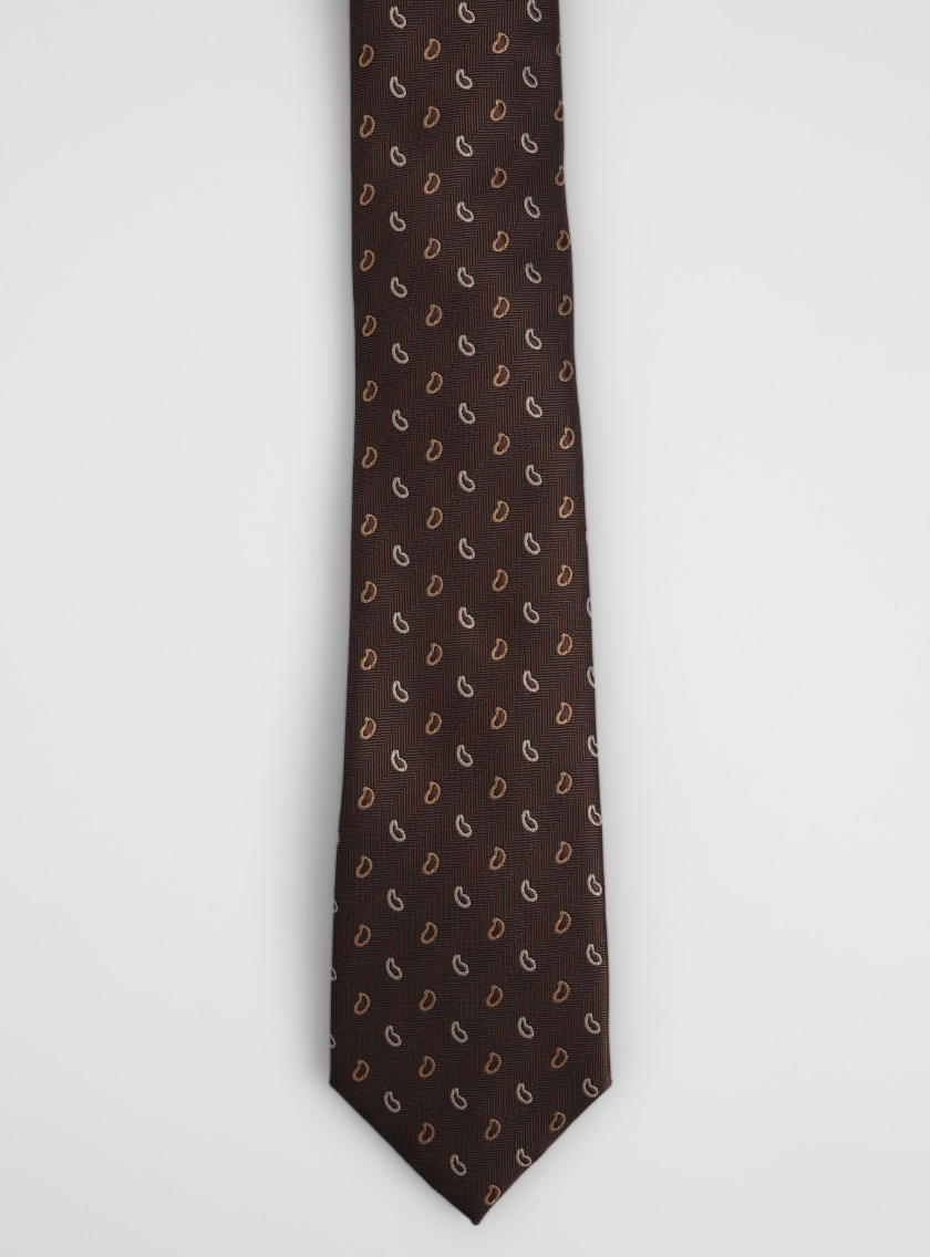 Cravate À Motif Fantaisie – Marron – Image 2