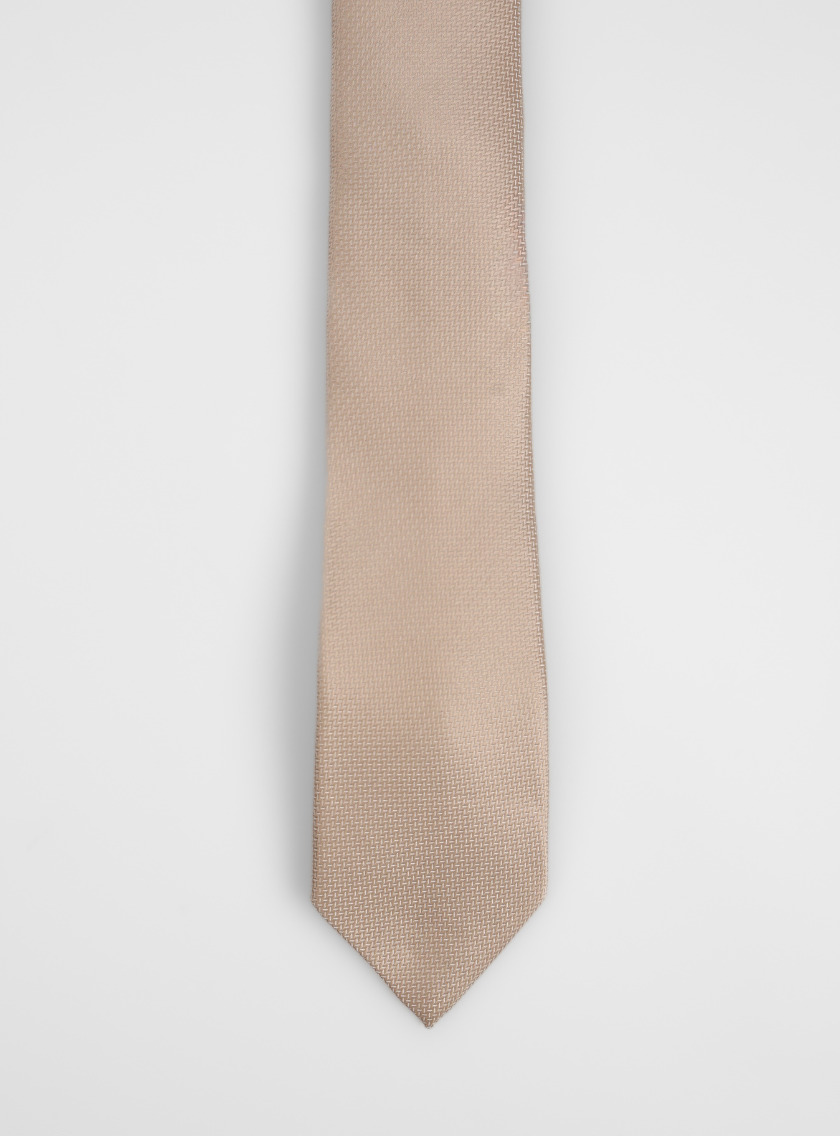 Cravate À Motif Ton-sur-Ton – Beige – Image 2