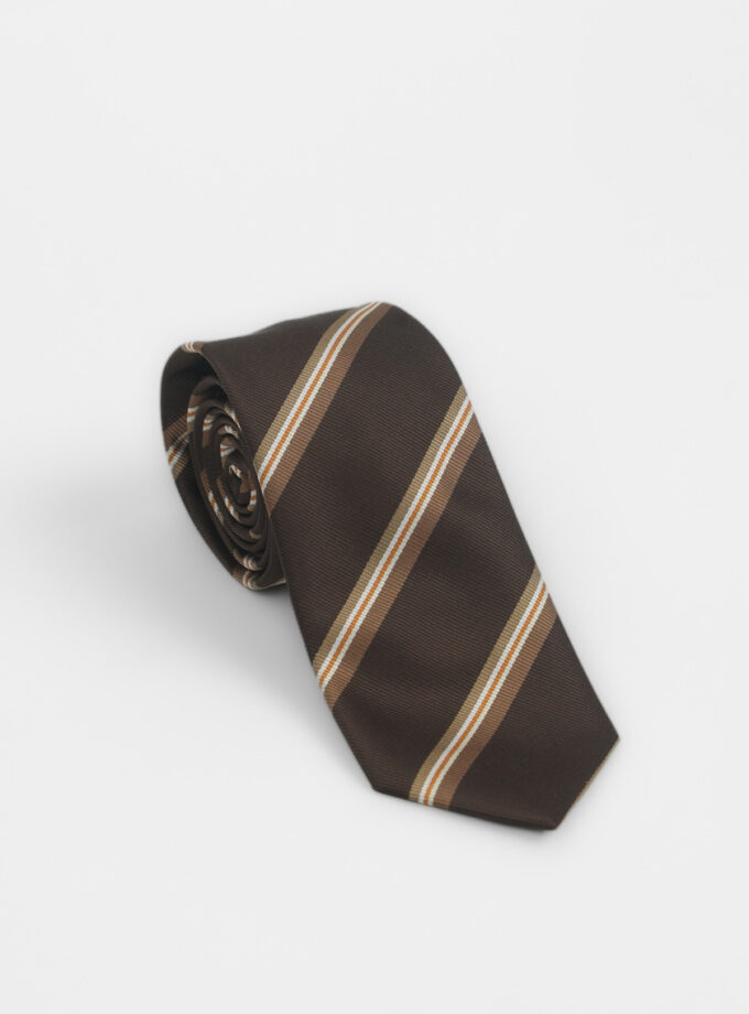 Cravate À Motif Rayé – Marron