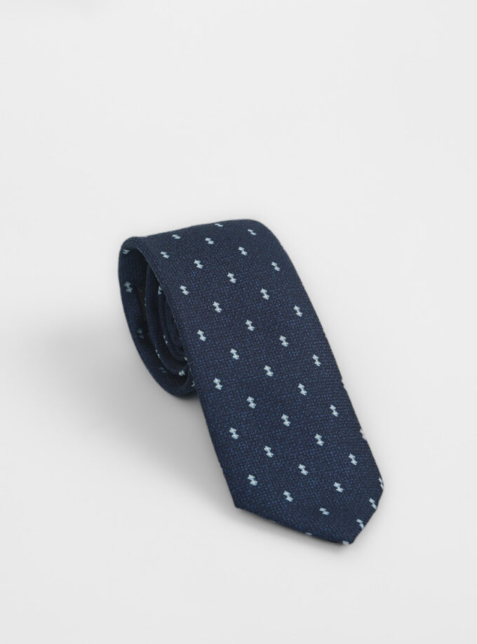 Cravate À Motif Fantaisie – Bleu Marine