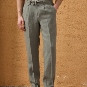 Pantalon Relax En Lin - Khaki