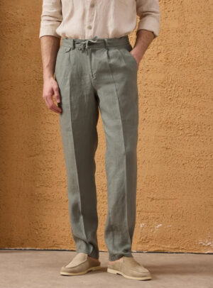 Pantalon Relax En Lin - Khaki
