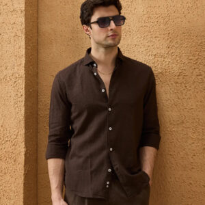 Chemise Ajustée En Lin - Marron