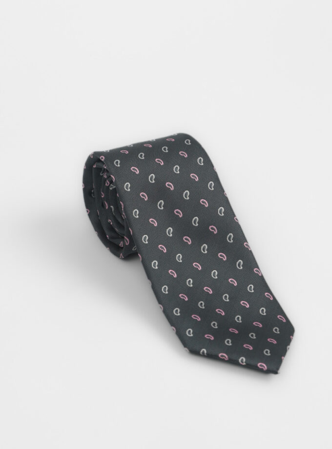 Cravate À Motif Fantaisie – Gris