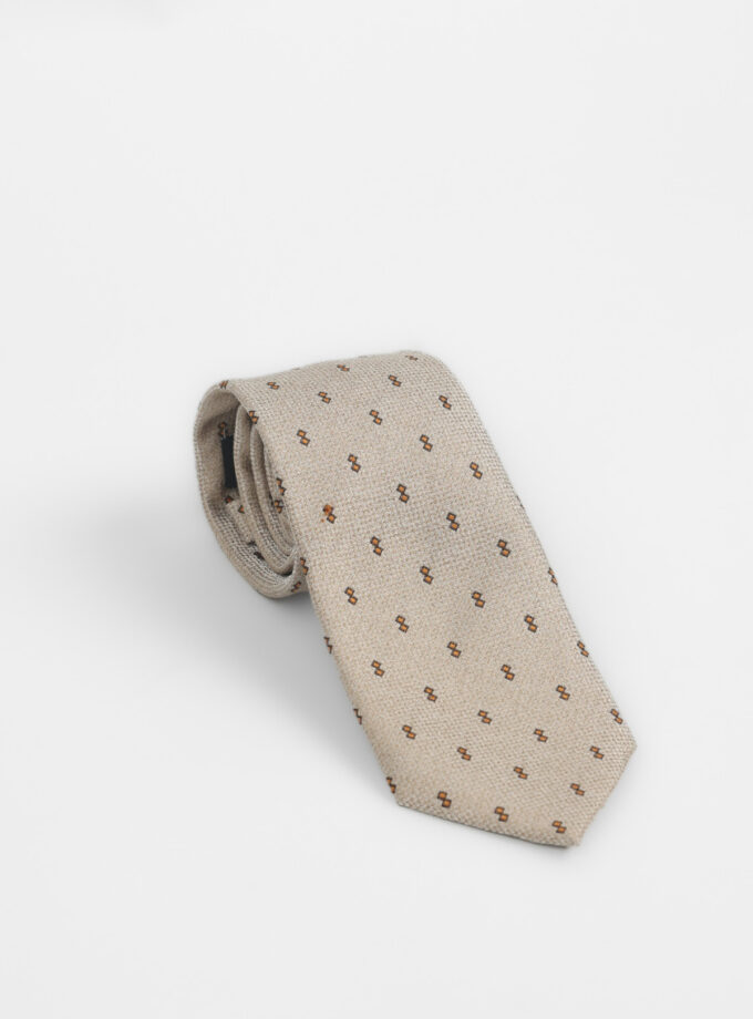 Cravate À Motif Fantaisie – Beige
