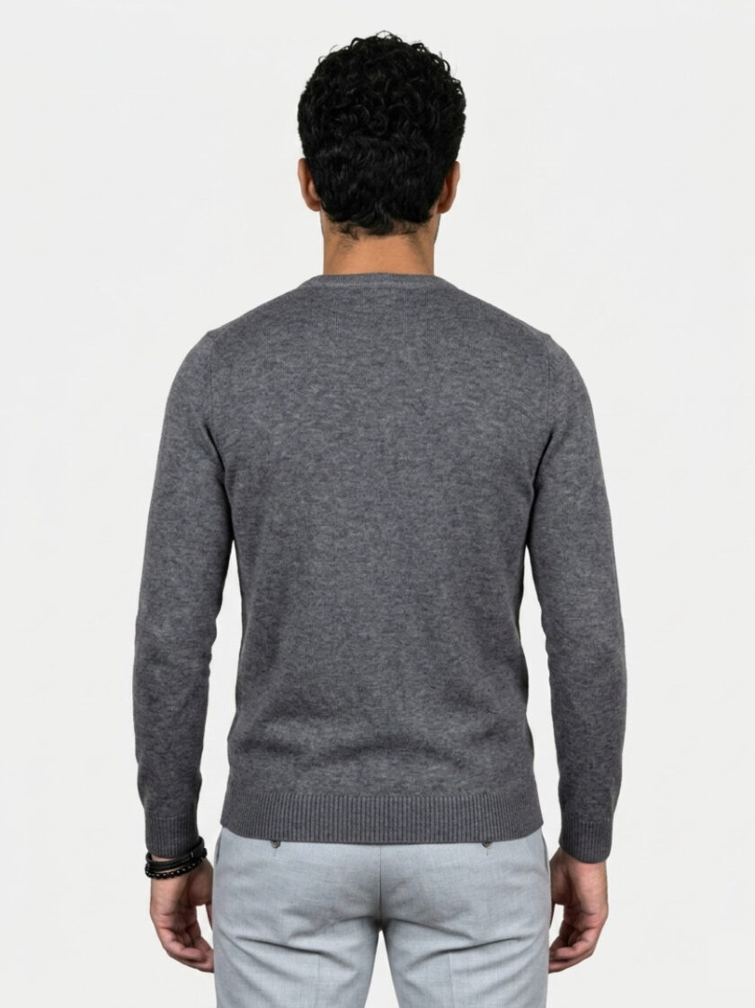 Pull Col Rond Uni - Gris – Image 4