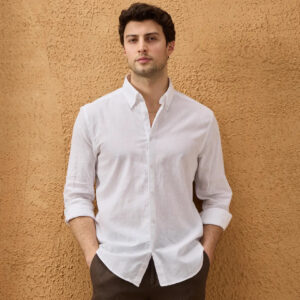 Chemise Ajustée En Lin - Blanc