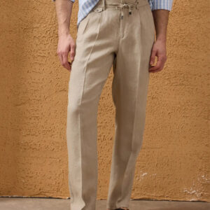 Pantalon Relax En Lin - Beige Foncé