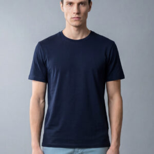 T-shirt Uni Fil D’Écosse Mercerisé - Bleu Marine