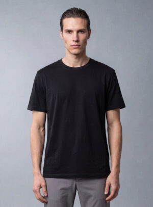 T-shirt Uni Fil D’Écosse Mercerisé - Noir
