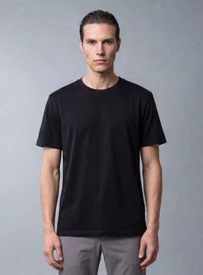 T-shirt Uni Fil D’Écosse Mercerisé - Noir