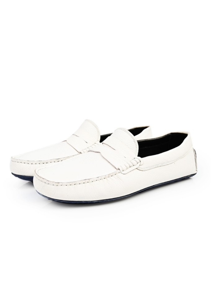 Mocassin En Cuir - Blanc