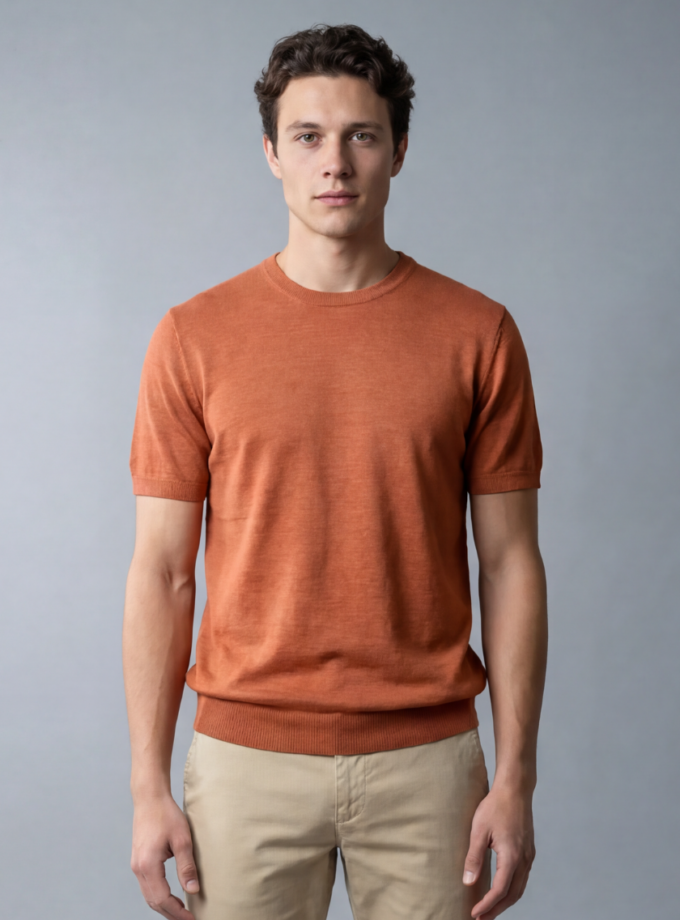 T-shirt Uni En Maille - Orange