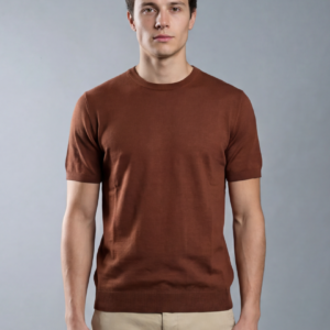 T-shirt Uni En Maille - Tabac