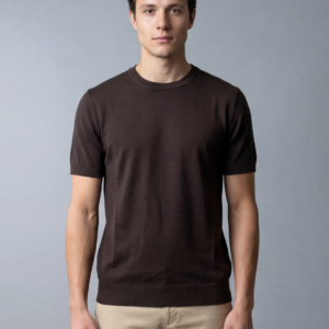 T-shirt Uni En Maille - Marron