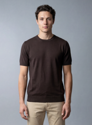 T-shirt Uni En Maille - Marron