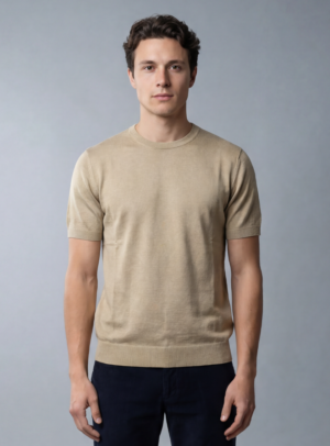 T-shirt Uni En Maille - Beige