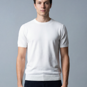 T-shirt Uni En Maille - Blanc