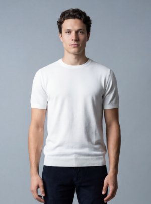 T-shirt Uni En Maille - Blanc