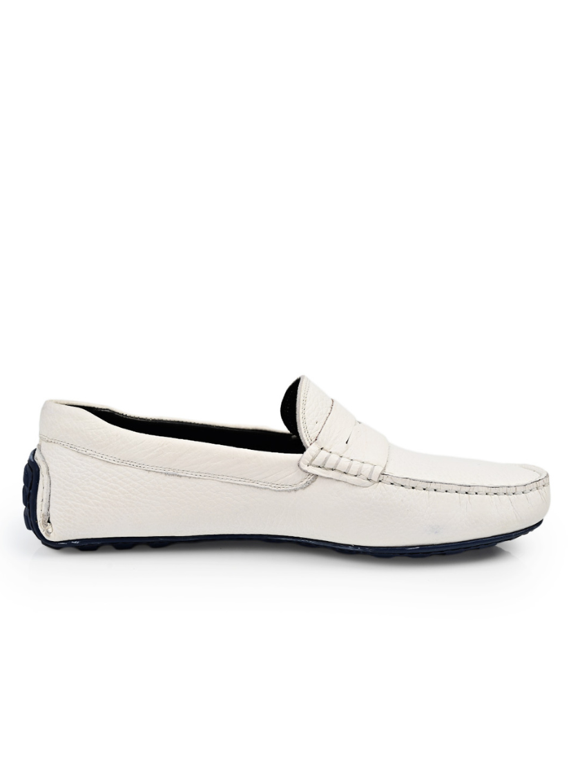 Mocassin En Cuir - Blanc – Image 3
